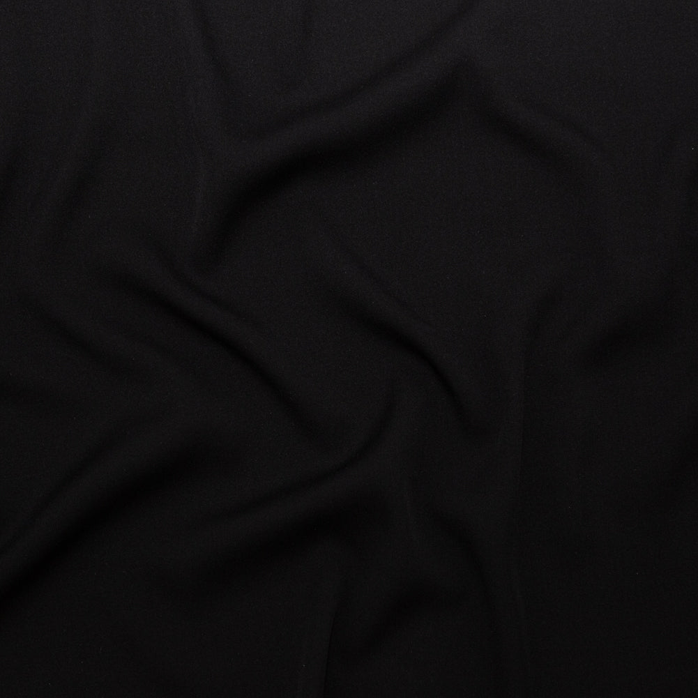 Italian Raven Black Stretch Silk Georgette Italian Raven Black Stretch Silk Georgette