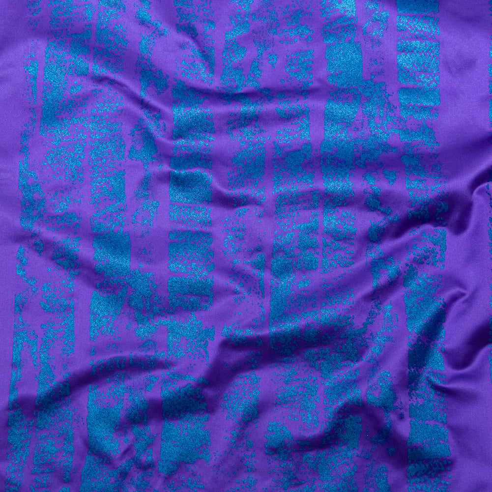 Purple Duchesse Satin with Space Cadet Striped Border Print Purple Duchesse Satin with Space Cadet Striped Border Print
