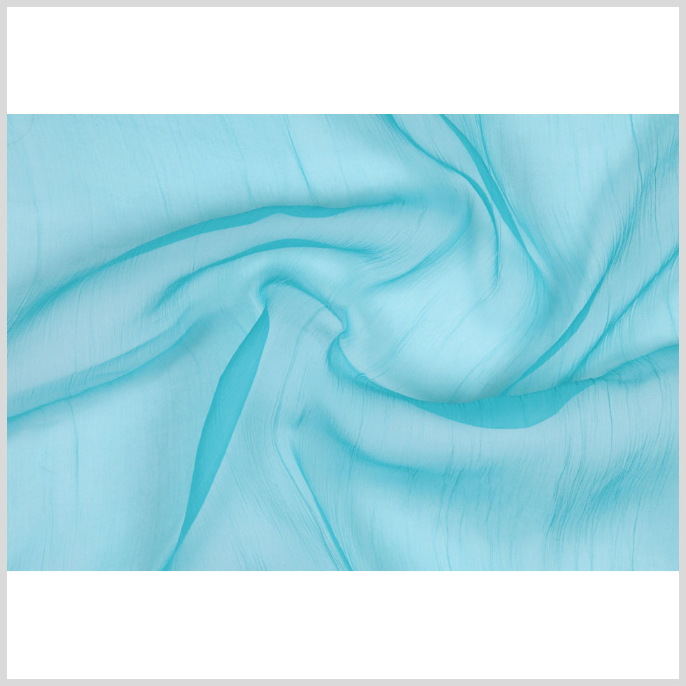 Oscar de la Renta Pool Blue Crinkled Silk Organza Full Oscar de la Renta Pool Blue Crinkled Silk Organza Full