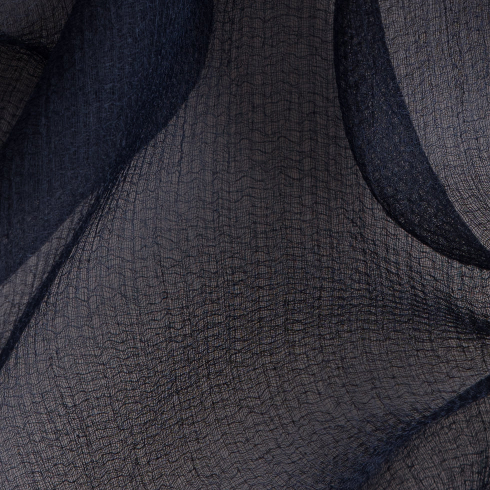 Oscar de la Renta Dusty Blue Silk Gauze - Full Oscar de la Renta Dusty Blue Silk Gauze - Full