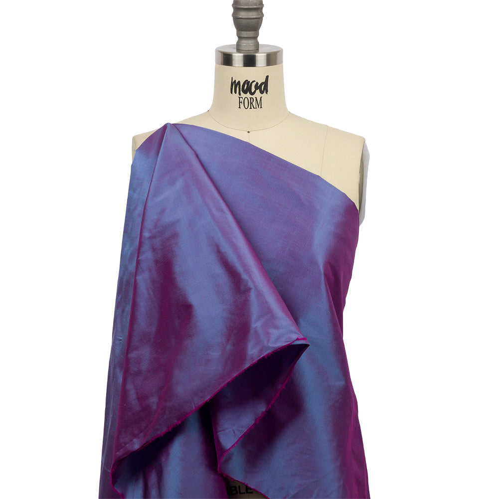 Silk Shantung - Iridescent Country Blue and Fuchsia - Shantung Collection Drape