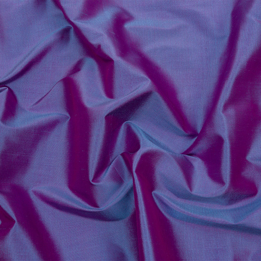 Silk Shantung - Iridescent Country Blue and Fuchsia - Shantung Collection
