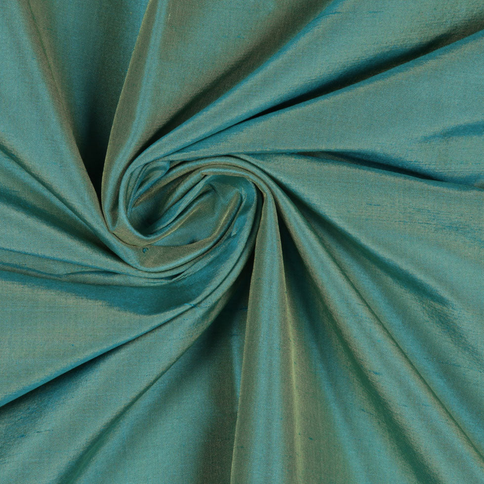 Silk Shantung - Iridescent Turquoise and Yellow - Shantung Collection Detail Silk Shantung - Iridescent Turquoise and Yellow - Shantung Collection Detail