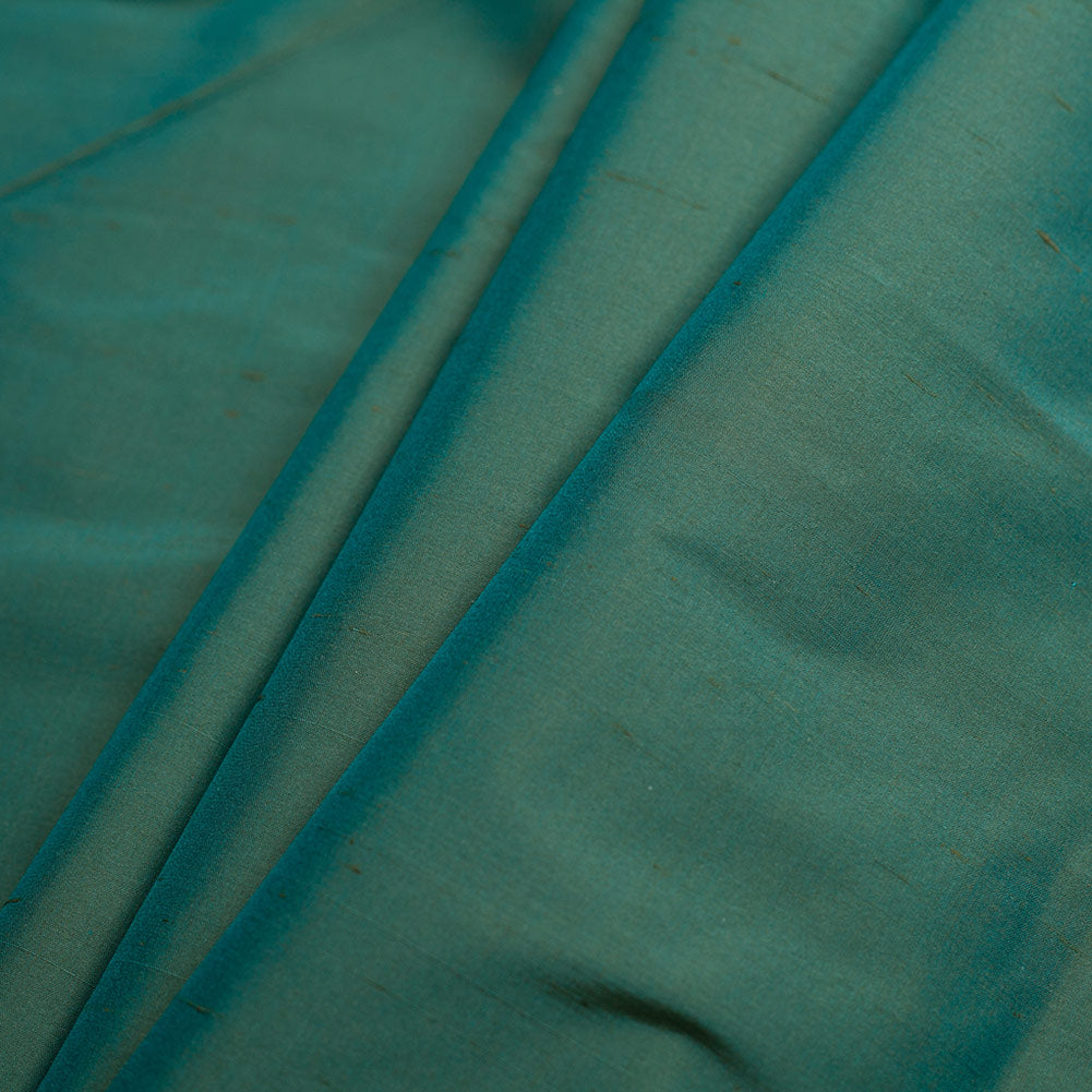 Silk Shantung - Iridescent Olive and Turquoise - Shantung Collection Folded Silk Shantung - Iridescent Olive and Turquoise - Shantung Collection Folded