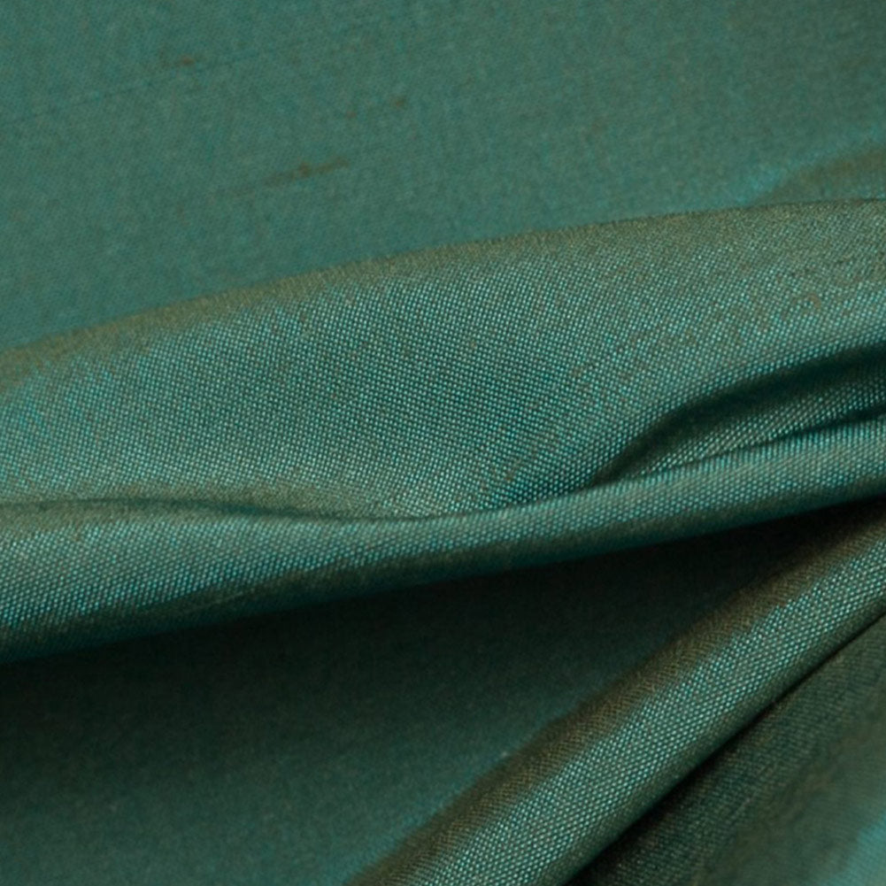 Silk Shantung - Iridescent Olive and Turquoise - Shantung Collection Detail Silk Shantung - Iridescent Olive and Turquoise - Shantung Collection Detail