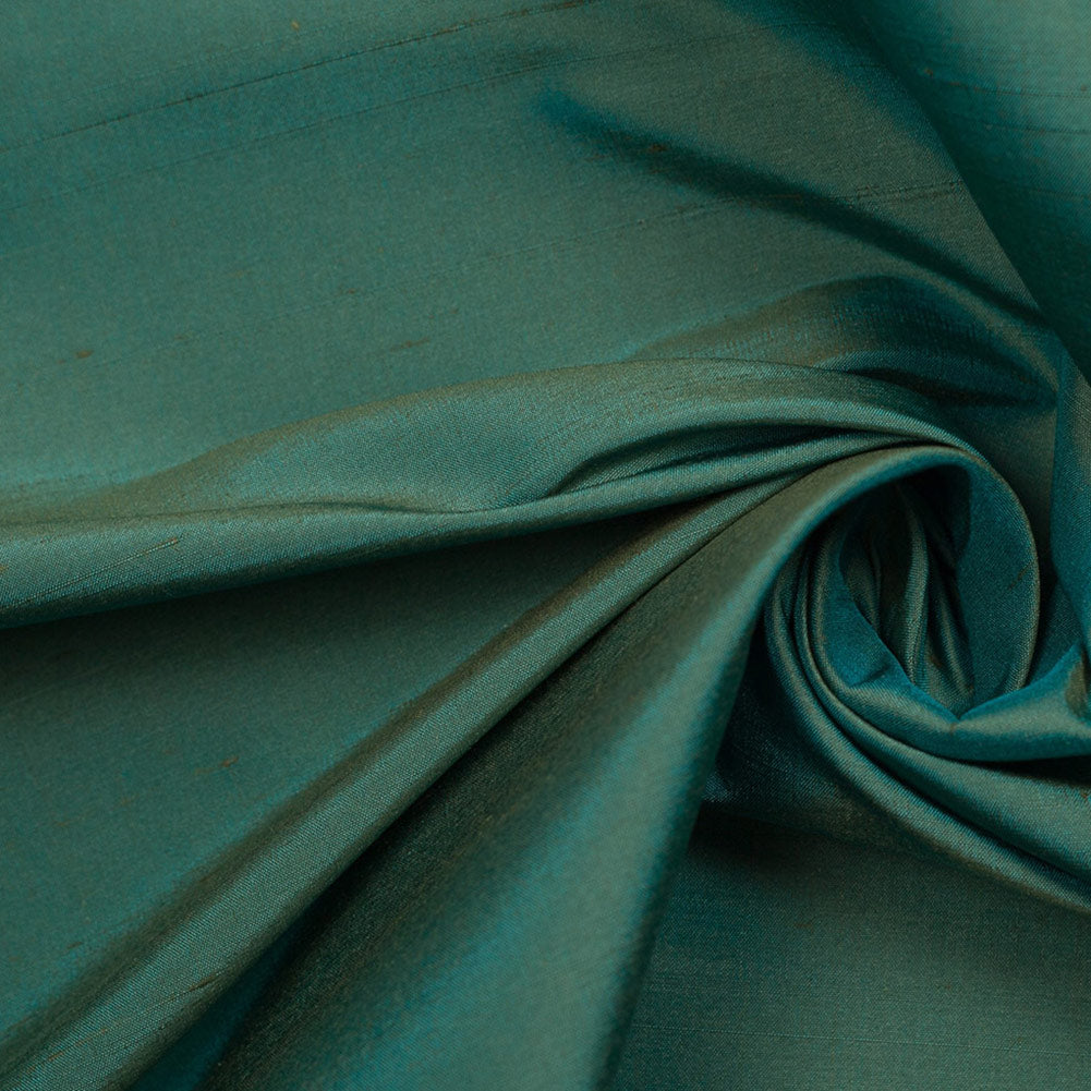 Silk Shantung - Iridescent Olive and Turquoise - Shantung Collection Silk Shantung - Iridescent Olive and Turquoise - Shantung Collection
