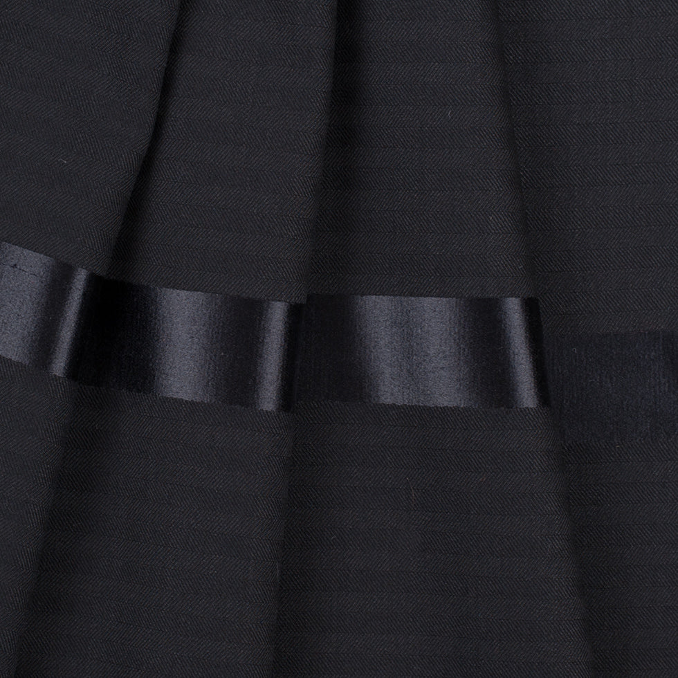 Black Herringbone Wool Suiting Detail Black Herringbone Wool Suiting Detail