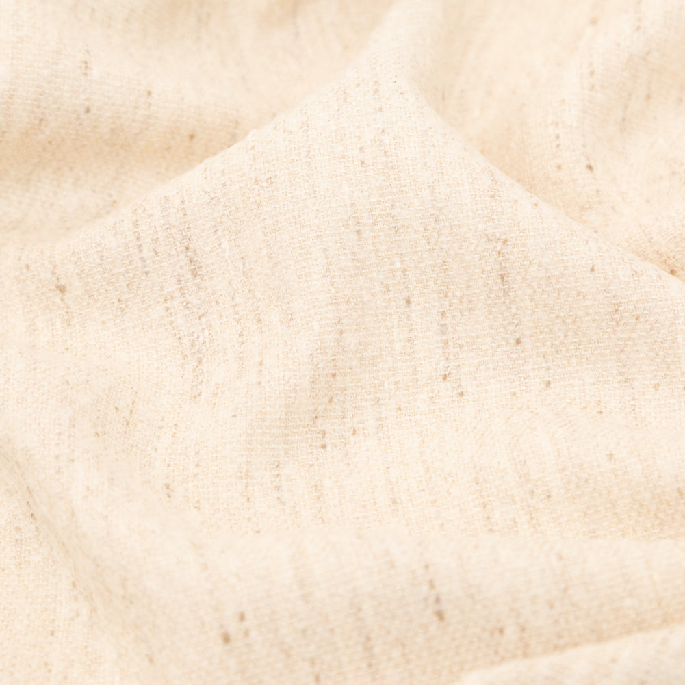 Italian Almond Milk Wool Woven Panel with Multicolored Stripes Detail Italian Almond Milk Wool Woven Panel with Multicolored Stripes Detail