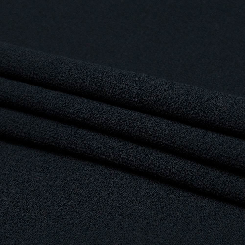 Italian Midnight Navy Creped Wool Double Cloth Folded Italian Midnight Navy Creped Wool Double Cloth Folded