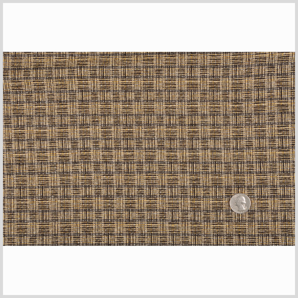 Italian Charcoal/Pastel Yellow/Off-White Checks Wool Suiting Full Italian Charcoal/Pastel Yellow/Off-White Checks Wool Suiting Full