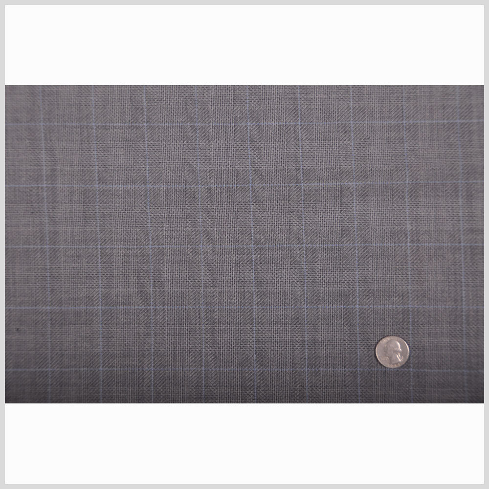 Gray/Chalk Blue Plaid Suiting Full Gray/Chalk Blue Plaid Suiting Full