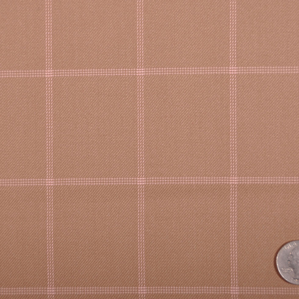 Oscar de la Renta Tan and Pink Wool Double Cloth Oscar de la Renta Tan and Pink Wool Double Cloth