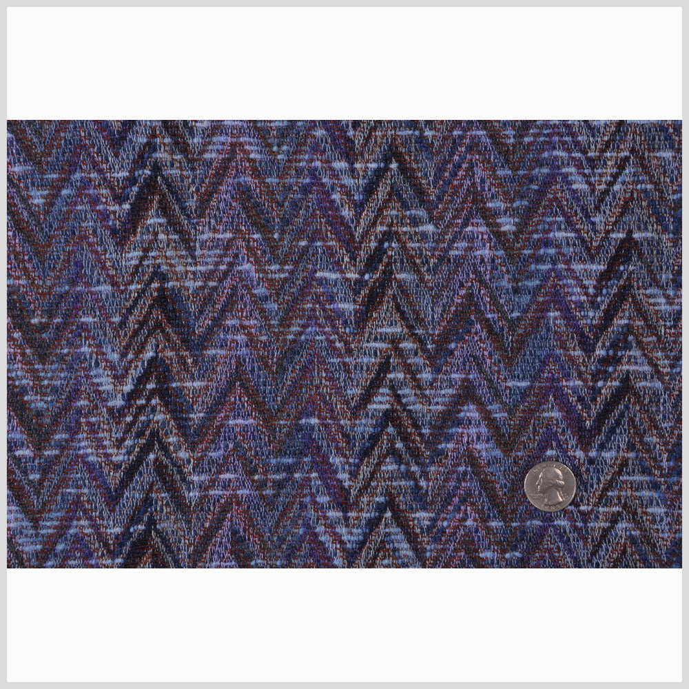 Blue and Purple Zig Zag Woven Wool Blend Full Blue and Purple Zig Zag Woven Wool Blend Full