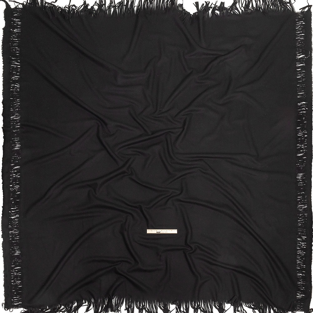 Black Felted Twill Cashmere Coating Panel With Fringe Border Full Black Felted Twill Cashmere Coating Panel With Fringe Border Full