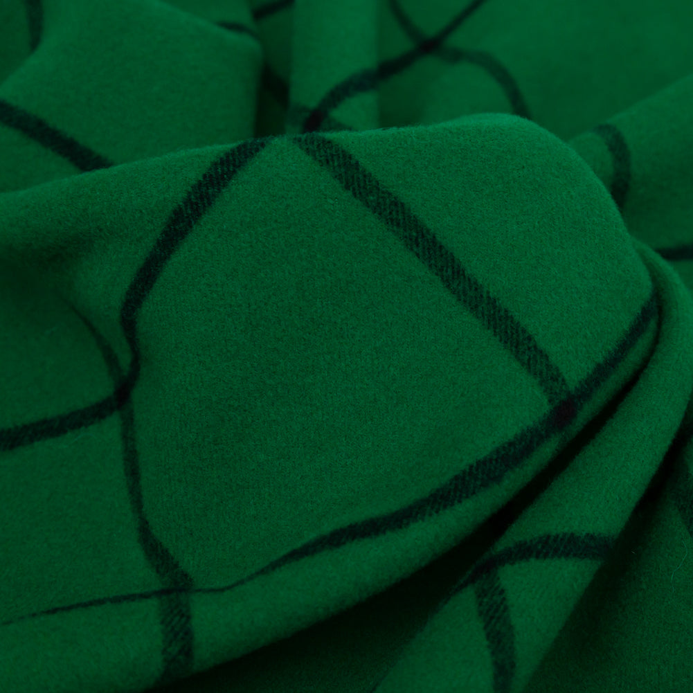 Ralph Lauren Green and Black Windowpane Check Wool and Cashmere Double Cloth Detail Ralph Lauren Green and Black Windowpane Check Wool and Cashmere Double Cloth Detail