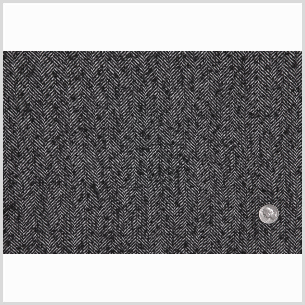 Italian Black Herringbone Wool-Blend Suiting Italian Black Herringbone Wool-Blend Suiting