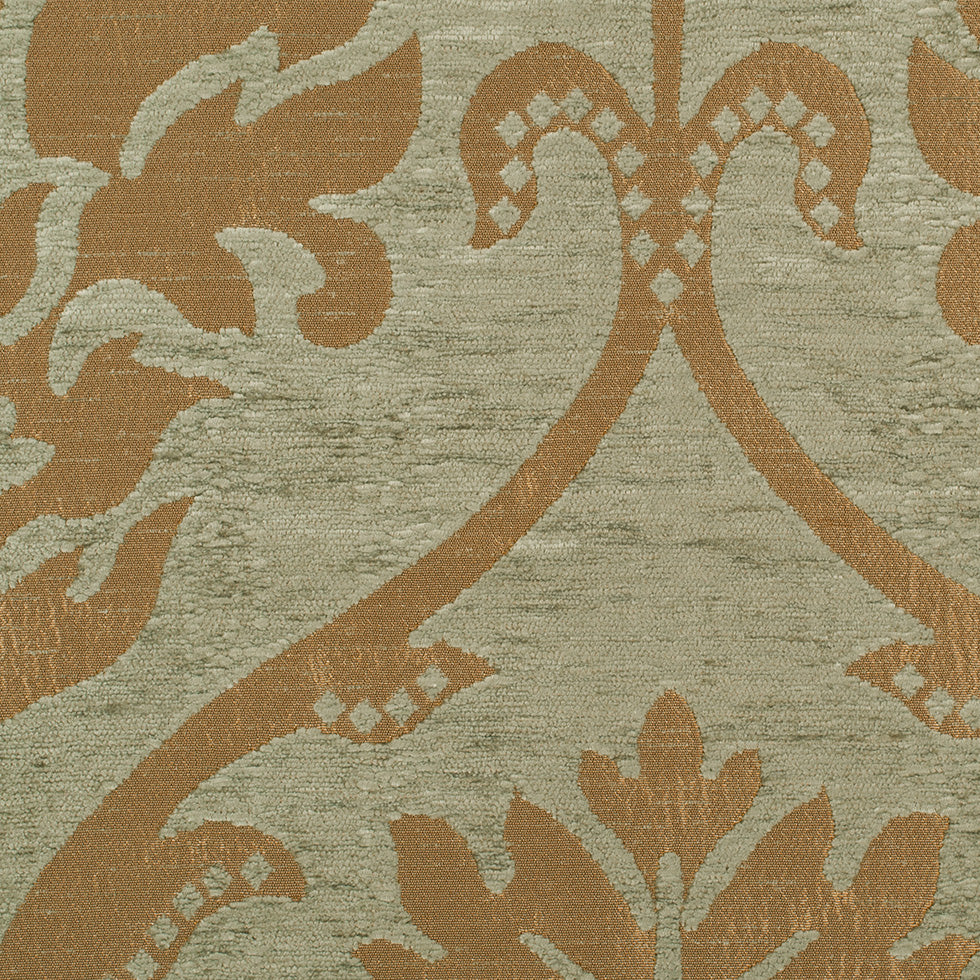 Italian Olive/Gold Polyester Blended Damask Chenille Italian Olive/Gold Polyester Blended Damask Chenille