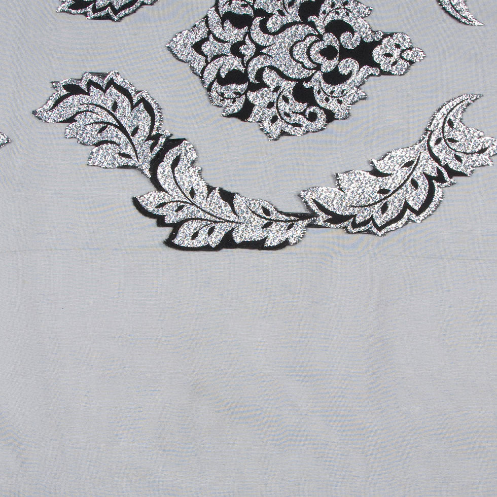 Black/Silver Damask Sheer Detail Black/Silver Damask Sheer Detail