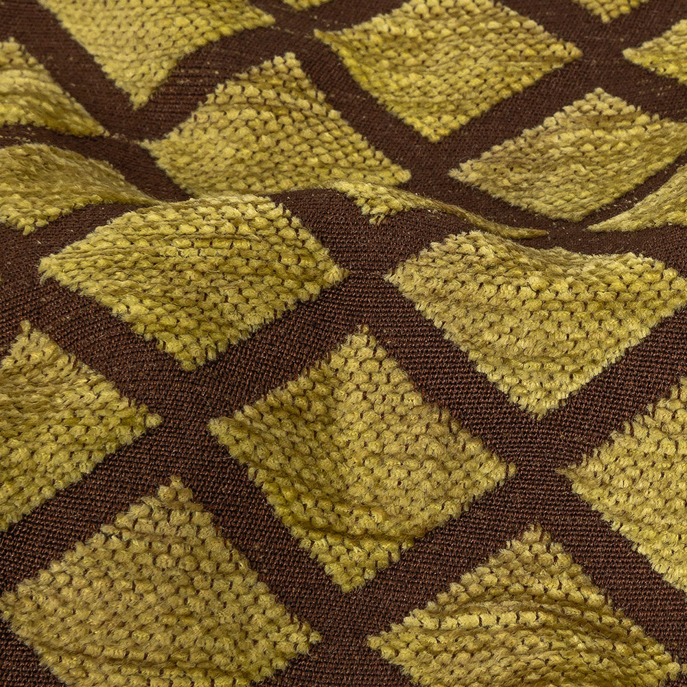 Italian Kiwi and Chocolate Diamond Chenille Jacquard Detail Italian Kiwi and Chocolate Diamond Chenille Jacquard Detail