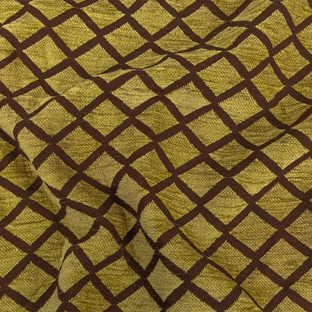 Italian Kiwi and Chocolate Diamond Chenille Jacquard Italian Kiwi and Chocolate Diamond Chenille Jacquard