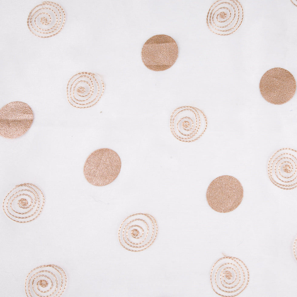 White/Copper Polka Dots Organza White/Copper Polka Dots Organza