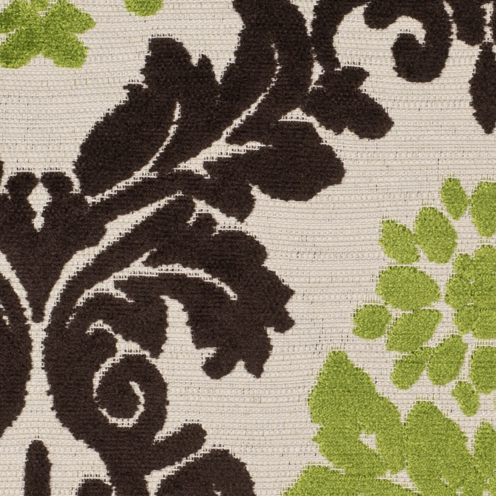Natural/Chocolate/Lime Damask Chenille Detail Natural/Chocolate/Lime Damask Chenille Detail
