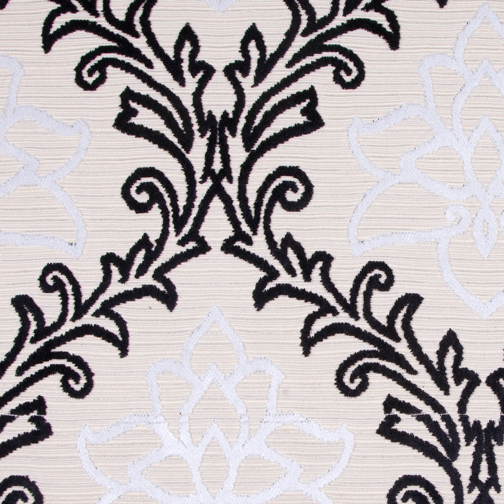 Black/White/ Beige Floral Chenille Detail Black/White/ Beige Floral Chenille Detail
