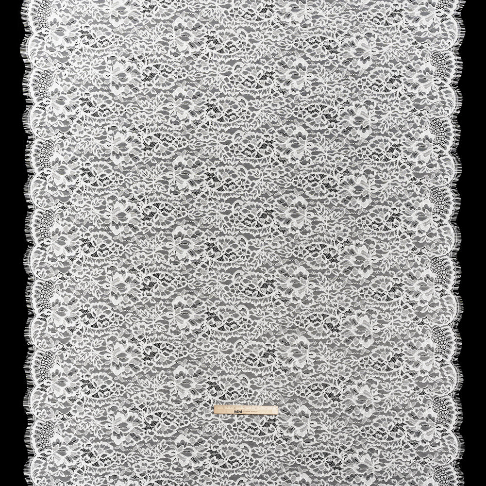 Corded Raschel Lace Panel with Finished Edges - Off White Classic Florals - Full Corded Raschel Lace Panel with Finished Edges - Off White Classic Florals - Full