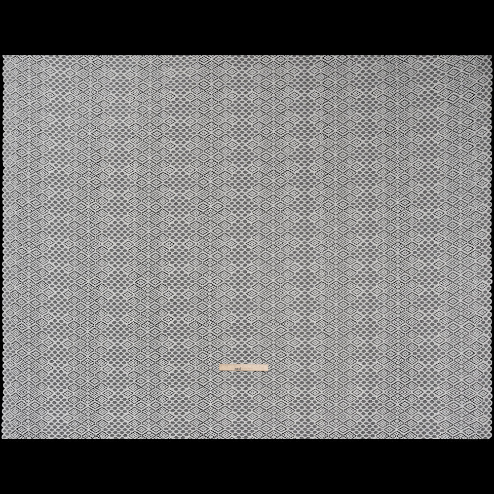 Corded Lace with Finished Edges - Ivory Decorated Diamond Stripes Corded Lace with Finished Edges - Ivory Decorated Diamond Stripes