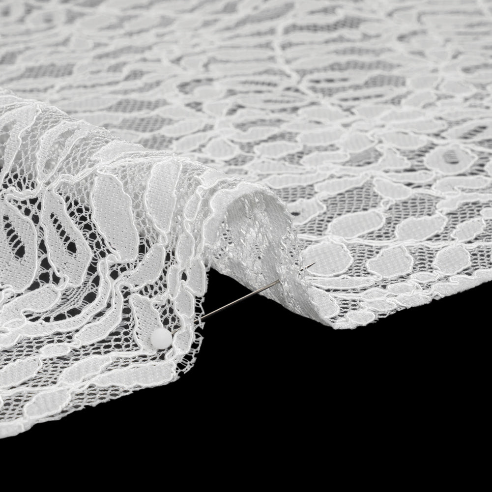 Corded Lace Panel with Finished Edges - Ivory Flowers and Leafy Vines Corded Lace Panel with Finished Edges - Ivory Flowers and Leafy Vines