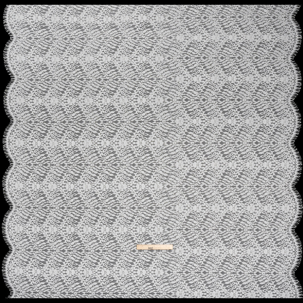 Corded Lace Panel with Finished Edges - Ivory Flowers and Leafy Vines Corded Lace Panel with Finished Edges - Ivory Flowers and Leafy Vines