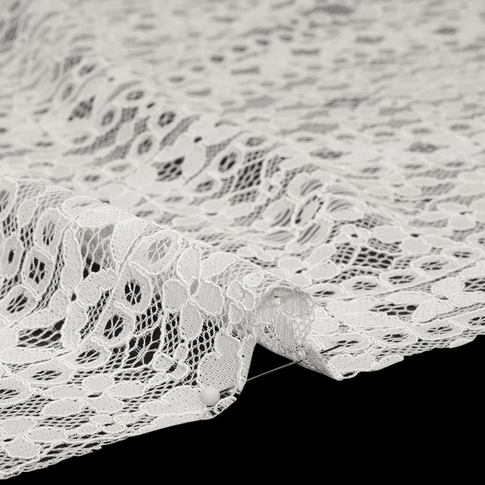 Corded Lace Panel with Finished Edges - Ivory Floral Waves - Detail Corded Lace Panel with Finished Edges - Ivory Floral Waves - Detail