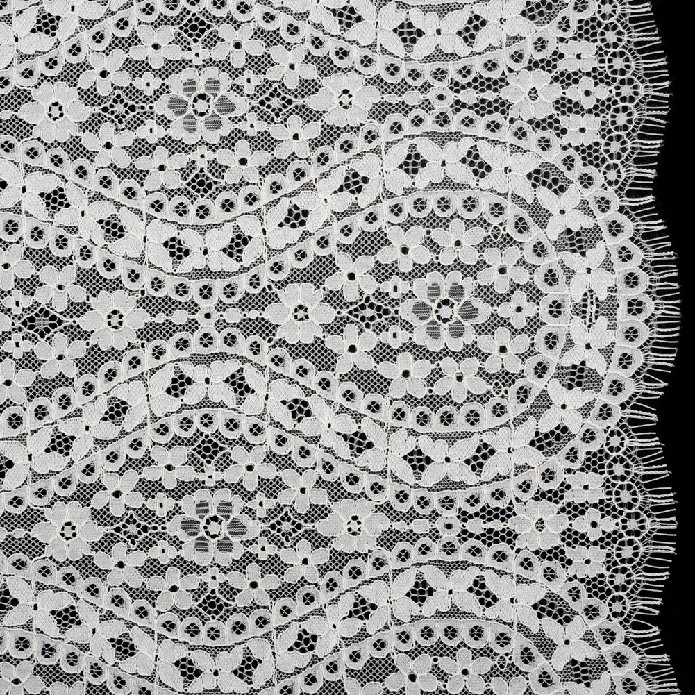 Corded Lace Panel with Finished Edges - Ivory Floral Waves Corded Lace Panel with Finished Edges - Ivory Floral Waves