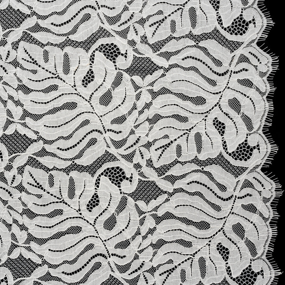 Corded Lace Panel with Organic Finished Edges - Ivory Tropical Leaves Corded Lace Panel with Organic Finished Edges - Ivory Tropical Leaves