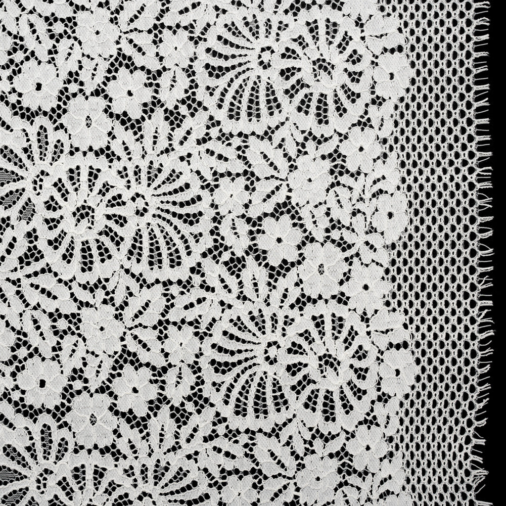 Corded Lace Panel with Finished Latticework Edges - Ivory Floral Corded Lace Panel with Finished Latticework Edges - Ivory Floral