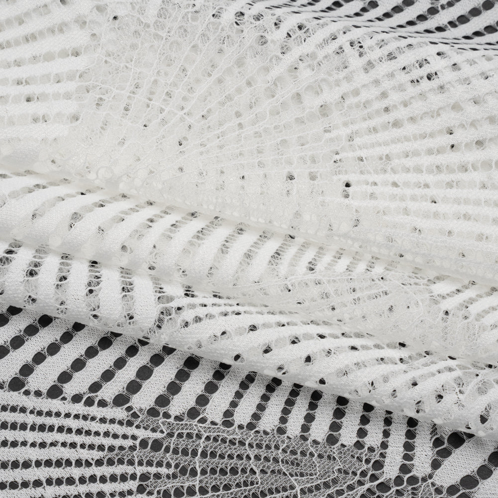 Raschel Lace Panel with Finished Scalloped Edges - Ivory Fans Raschel Lace Panel with Finished Scalloped Edges - Ivory Fans