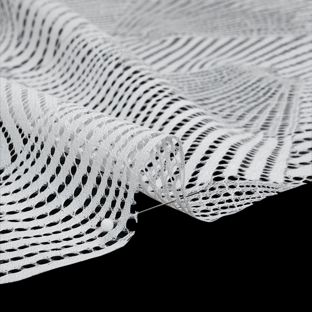 Raschel Lace Panel with Finished Scalloped Edges - Ivory Fans Raschel Lace Panel with Finished Scalloped Edges - Ivory Fans
