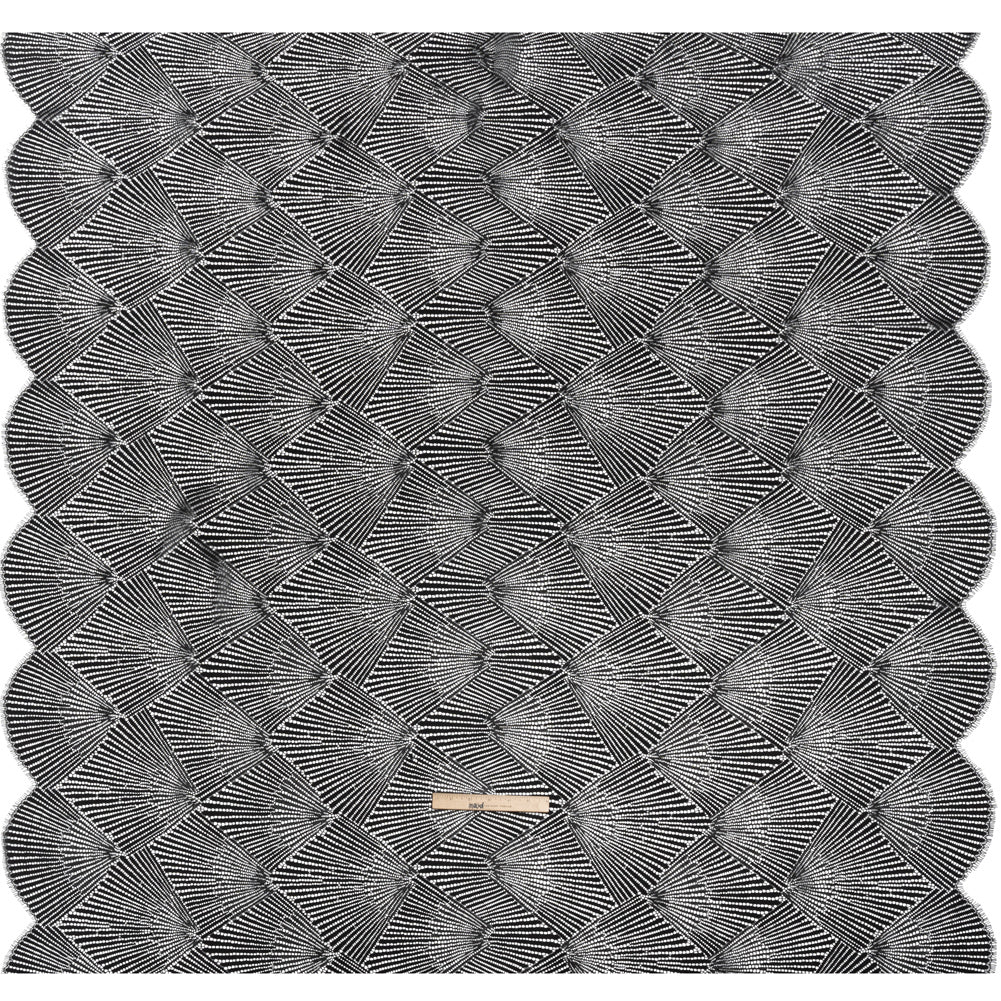 Raschel Lace Panel with Finished Scalloped Edges - Deep Black Fans Raschel Lace Panel with Finished Scalloped Edges - Deep Black Fans