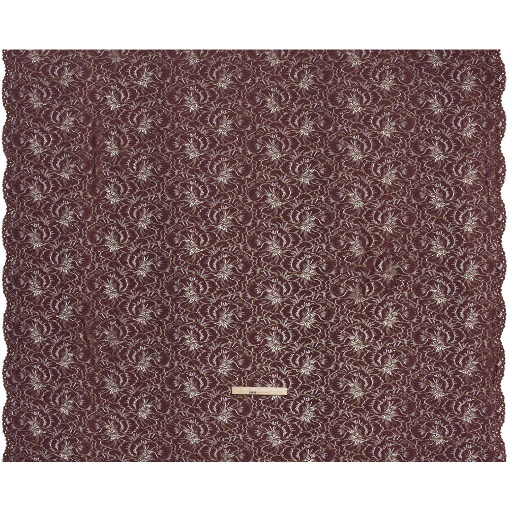 Stretch Metallic Corded Lace with Finished Edges - Deep Orchid Purple and Gold Bold Blooming Florals - Dania Collection Stretch Metallic Corded Lace with Finished Edges - Deep Orchid Purple and Gold Bold Blooming Florals - Dania Collection