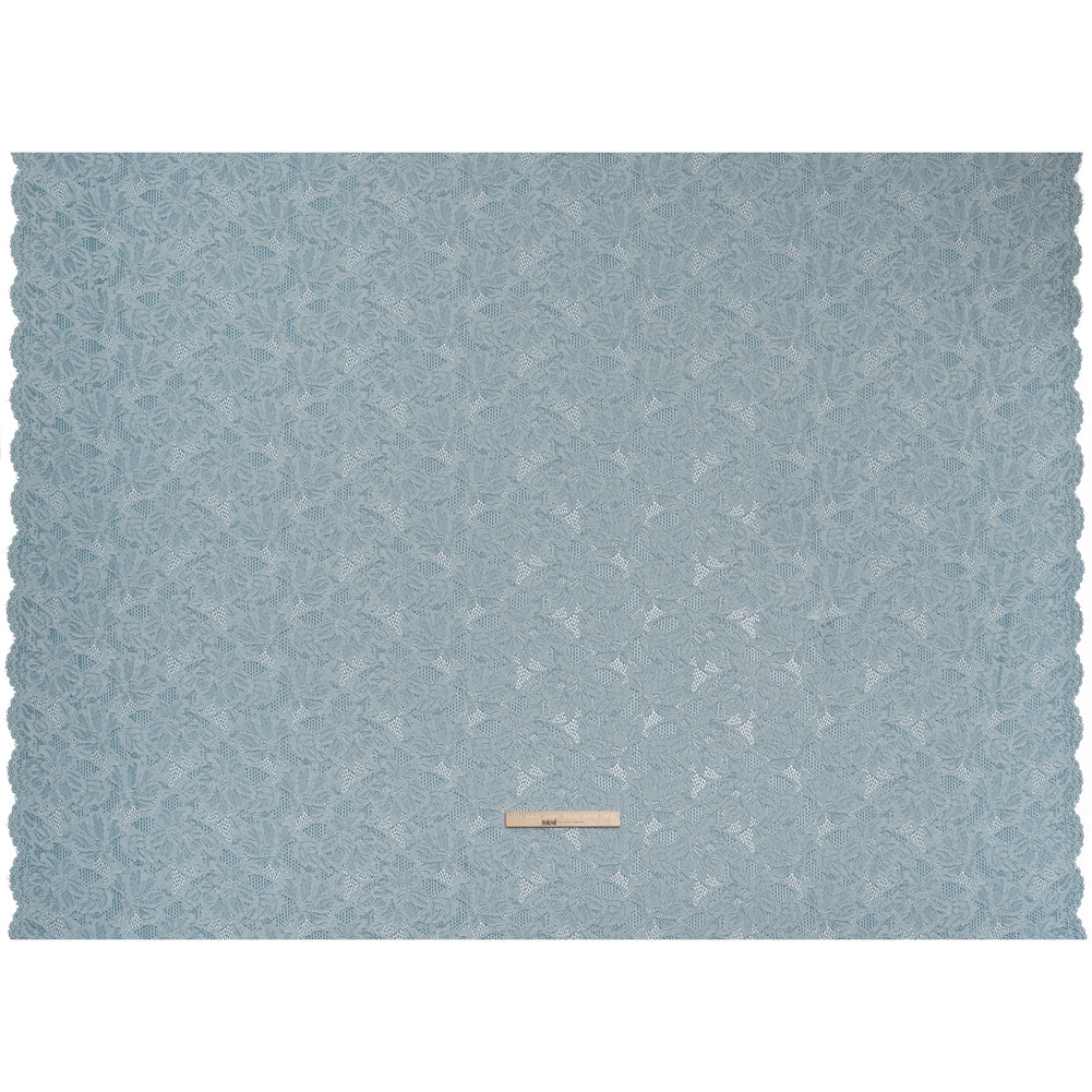 Stretch Corded Lace with Finished Edges - Storm Blue and Natural Tropical Blossoms - Ottilie Collection Stretch Corded Lace with Finished Edges - Storm Blue and Natural Tropical Blossoms - Ottilie Collection