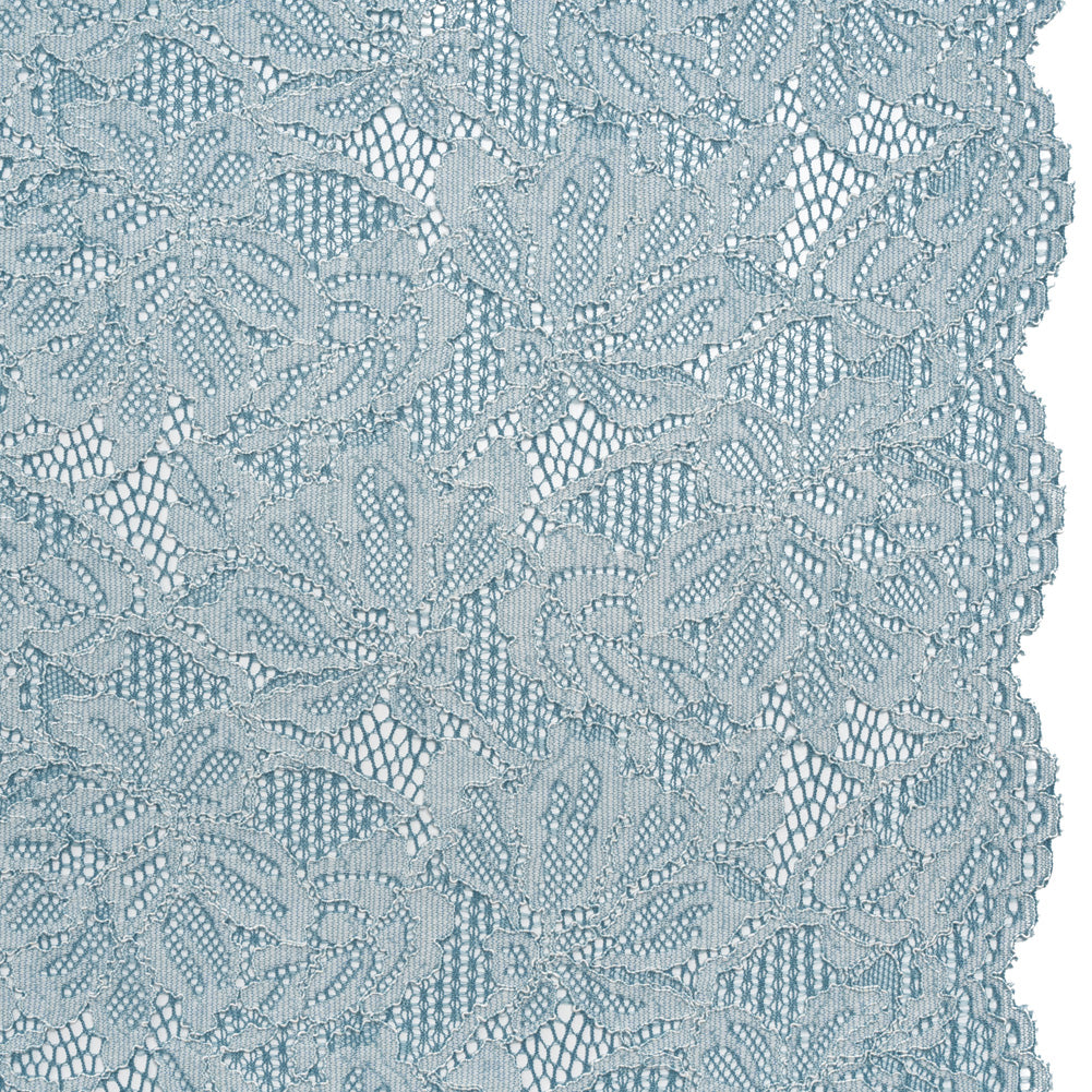 Stretch Corded Lace with Finished Edges - Storm Blue and Natural Tropical Blossoms - Ottilie Collection Stretch Corded Lace with Finished Edges - Storm Blue and Natural Tropical Blossoms - Ottilie Collection