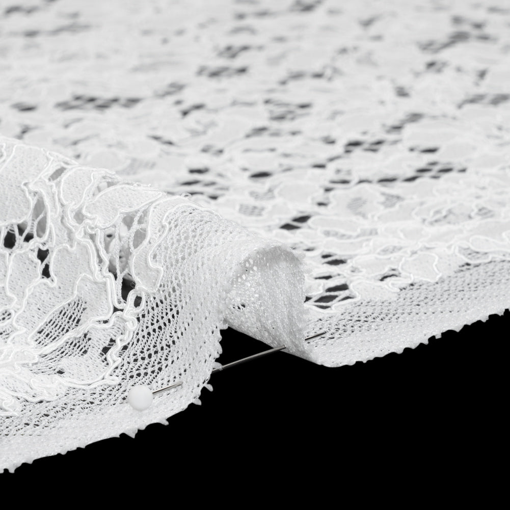 Corded Lace Panel with Eyelash Fringe Finished Edges - Ivory Floral Corded Lace Panel with Eyelash Fringe Finished Edges - Ivory Floral