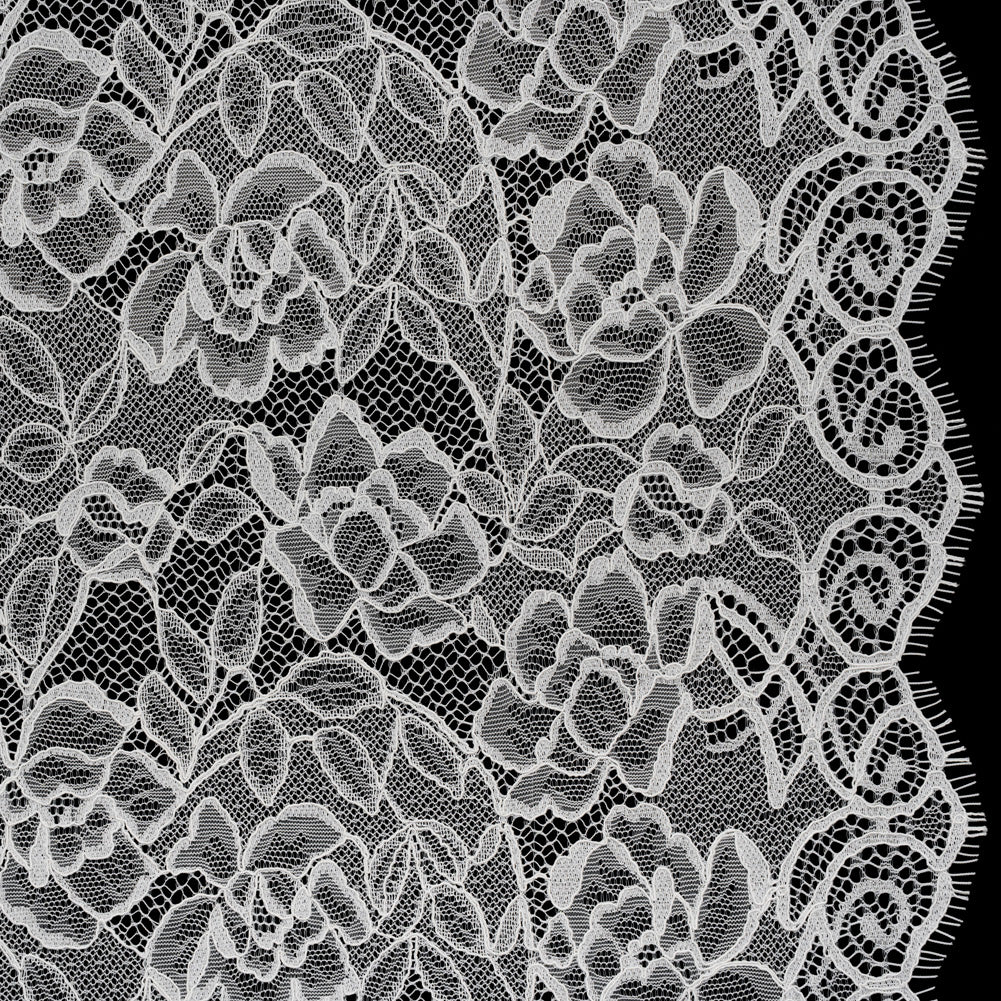 Corded Lace with Finished Edge - Ivory Sweeping Roses Corded Lace with Finished Edge - Ivory Sweeping Roses