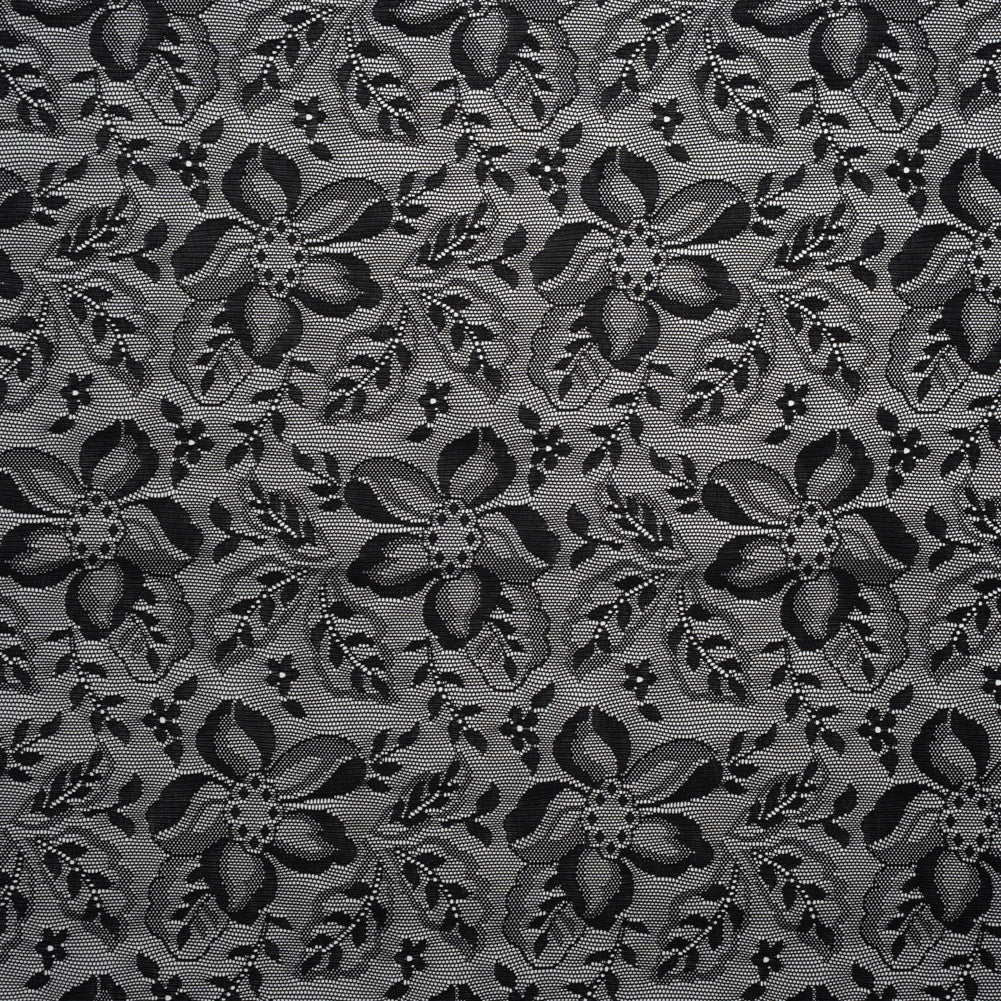 Stretch Nylon Lace - Black Fancy Flowers Stretch Nylon Lace - Black Fancy Flowers