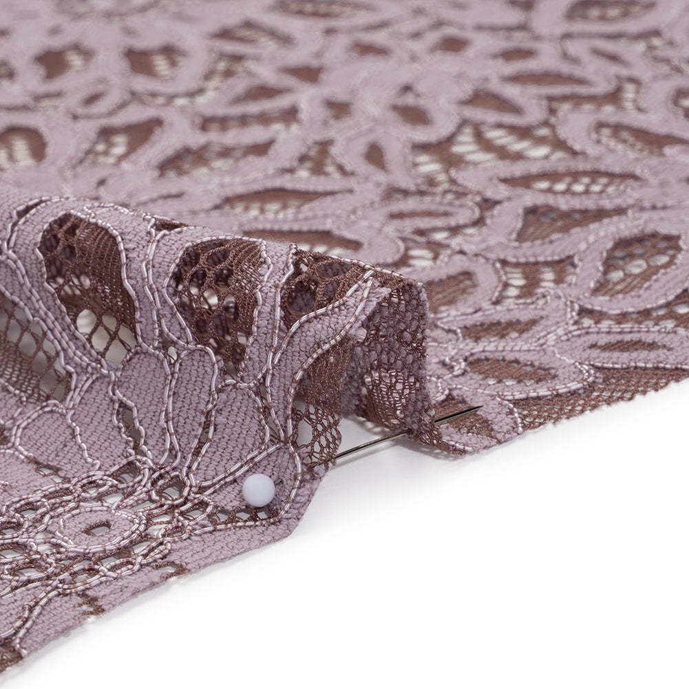 Corded Lace with Finished Scalloped Edges - Flint and Misty Lilac Sunflowers Corded Lace with Finished Scalloped Edges - Flint and Misty Lilac Sunflowers