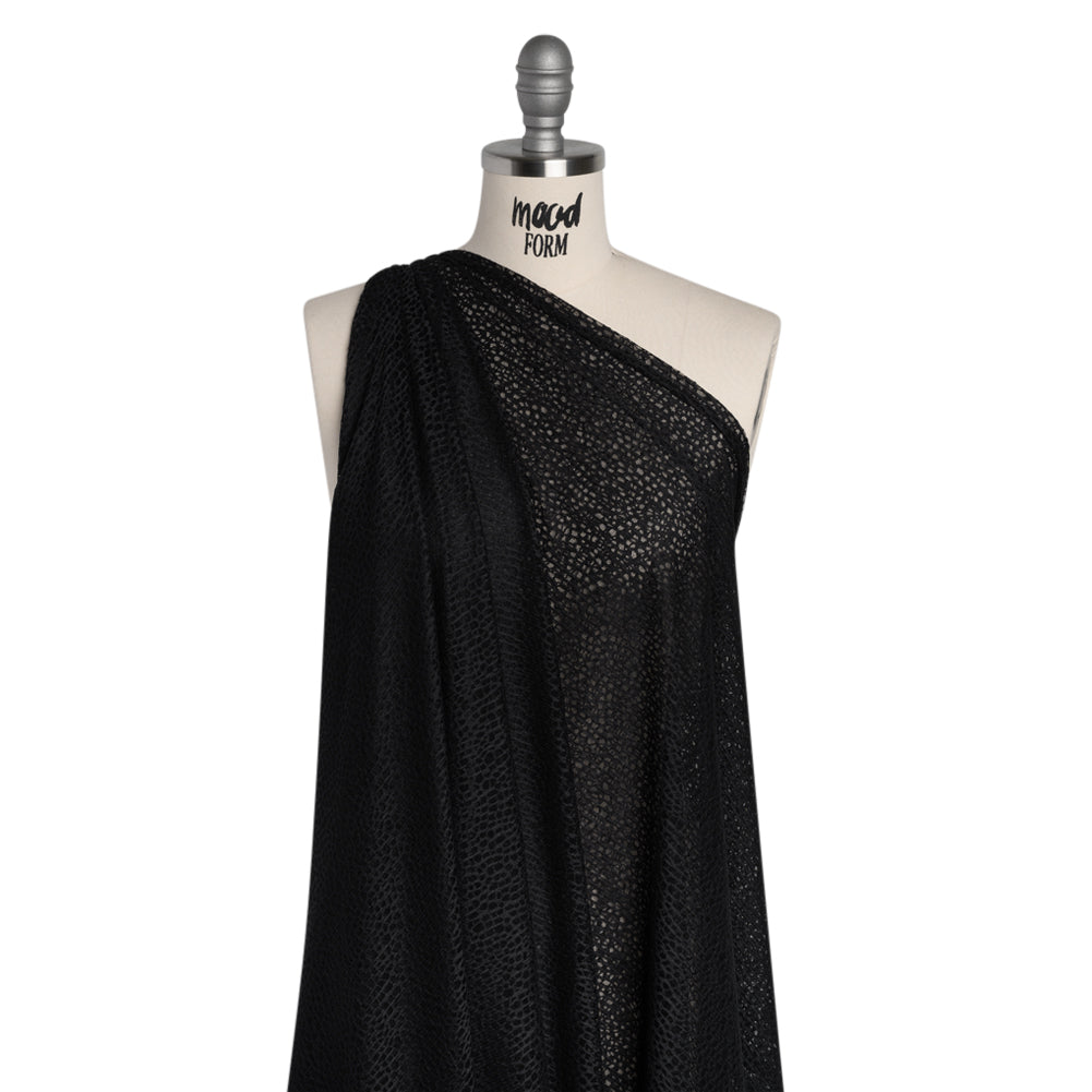 Nylon Raschel Mesh Lace - Black Bark Texture Nylon Raschel Mesh Lace - Black Bark Texture