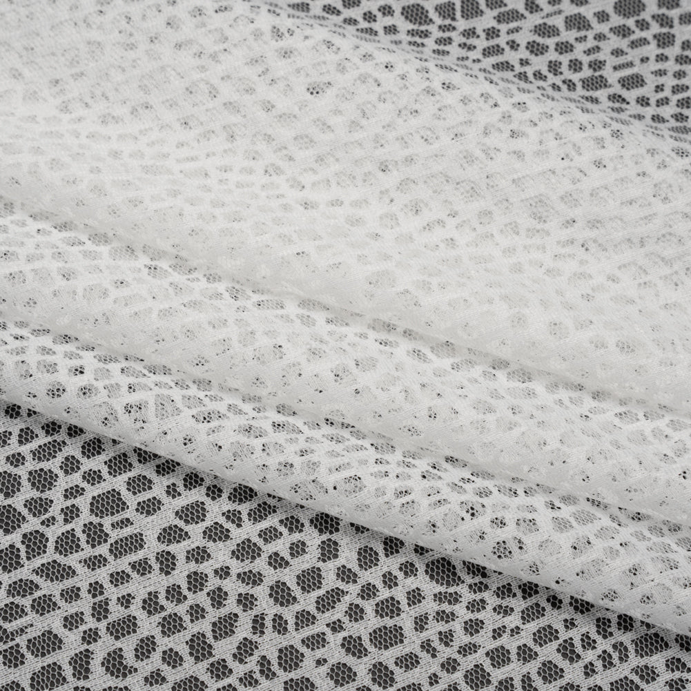 Nylon Raschel Mesh Lace - Ivory Bark Texture - Folded Nylon Raschel Mesh Lace - Ivory Bark Texture - Folded