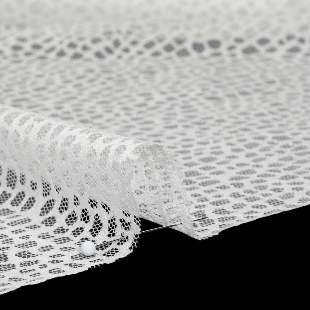 Nylon Raschel Mesh Lace - Ivory Bark Texture - Detail Nylon Raschel Mesh Lace - Ivory Bark Texture - Detail