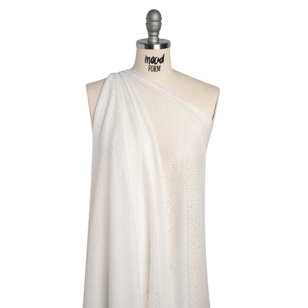 Nylon Raschel Mesh Lace - Ivory Bark Texture - Drape Nylon Raschel Mesh Lace - Ivory Bark Texture - Drape
