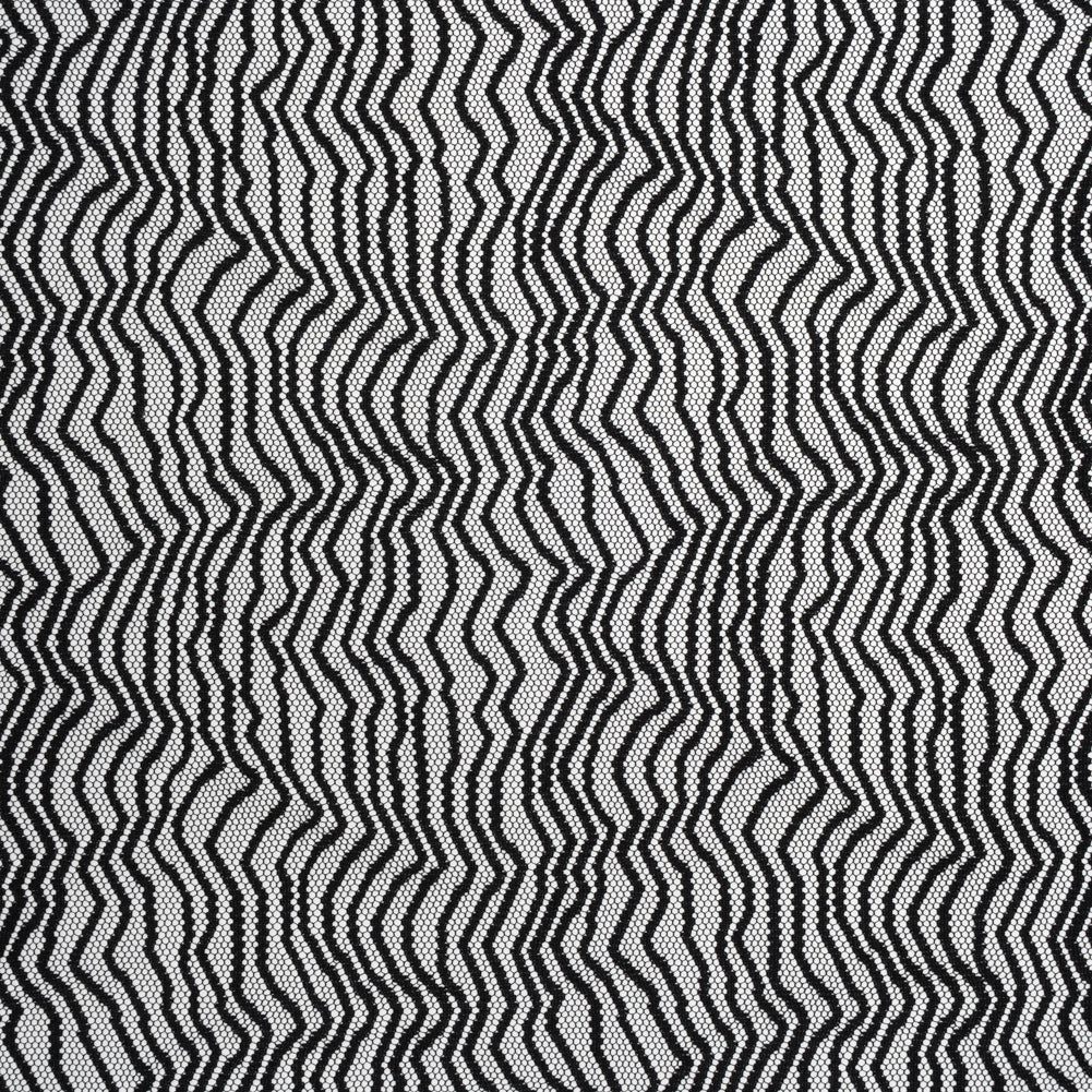 Nylon Raschel Mesh Lace - Black Erratic Zig Zags Nylon Raschel Mesh Lace - Black Erratic Zig Zags